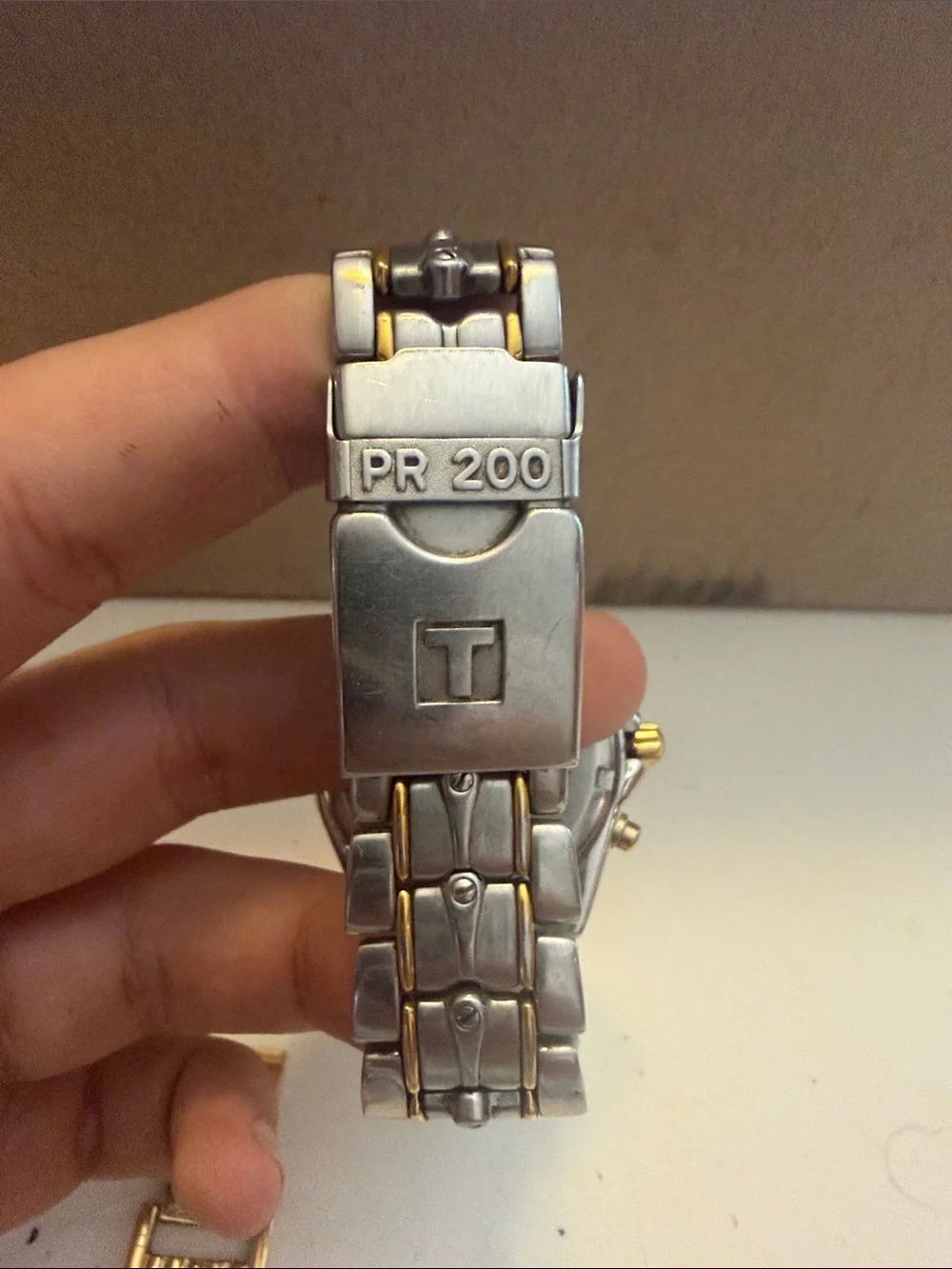 Tissot Two-Tone Silver and Gold Chronograph Watch with Cream Dial PR200